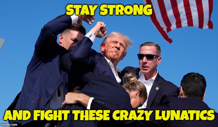 Assassination attempt by crazy lunatic democrats | STAY STRONG; AND FIGHT THESE CRAZY LUNATICS | image tagged in tds,trump derangement syndrome,maga,make america great again,trump,donald trump | made w/ Imgflip meme maker
