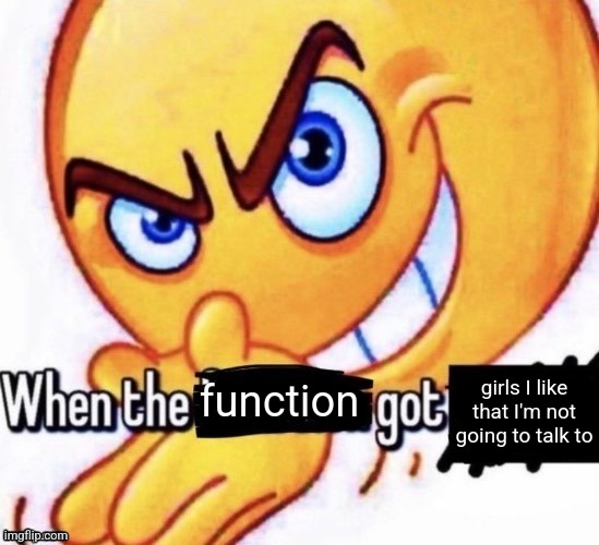 When the X got X | girls I like that I'm not going to talk to; function | image tagged in when the x got x | made w/ Imgflip meme maker