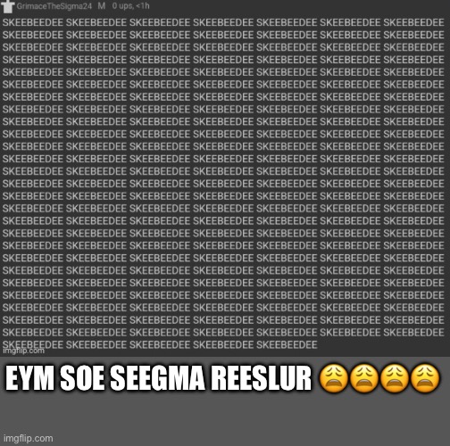 EYM SOE SEEGMA REESLUR 😩😩😩😩 | made w/ Imgflip meme maker