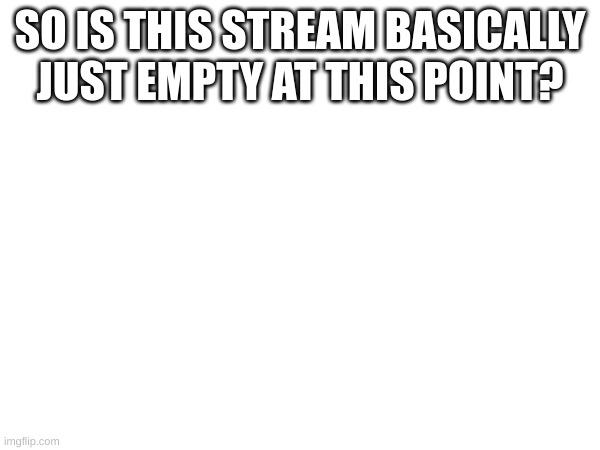 SO IS THIS STREAM BASICALLY JUST EMPTY AT THIS POINT? | made w/ Imgflip meme maker