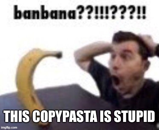 banbana??!!!???!! | THIS COPYPASTA IS STUPID | image tagged in banbana | made w/ Imgflip meme maker