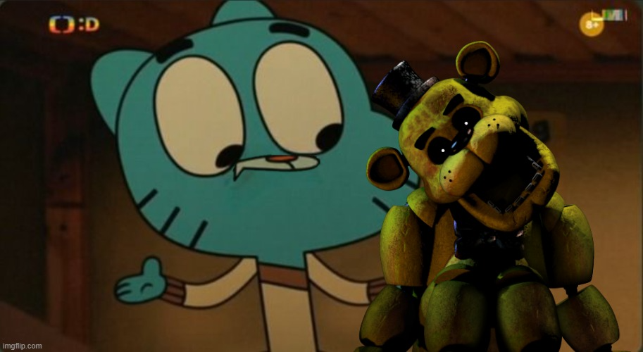 High Quality Gumball meets Golden Freddy (Closing mouth sprites) Blank Meme Template