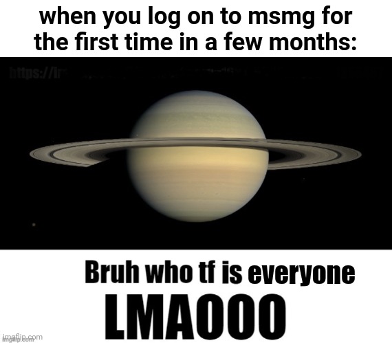 Lmao | when you log on to msmg for the first time in a few months:; everyone | image tagged in bruh who tf is he lmaooo | made w/ Imgflip meme maker