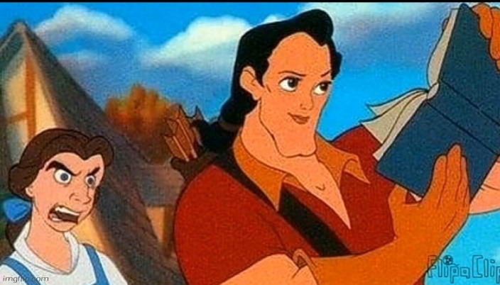 Pootie and the Peast | image tagged in bro wtf,disney,face swap,beauty and the beast,gaston,belle | made w/ Imgflip meme maker