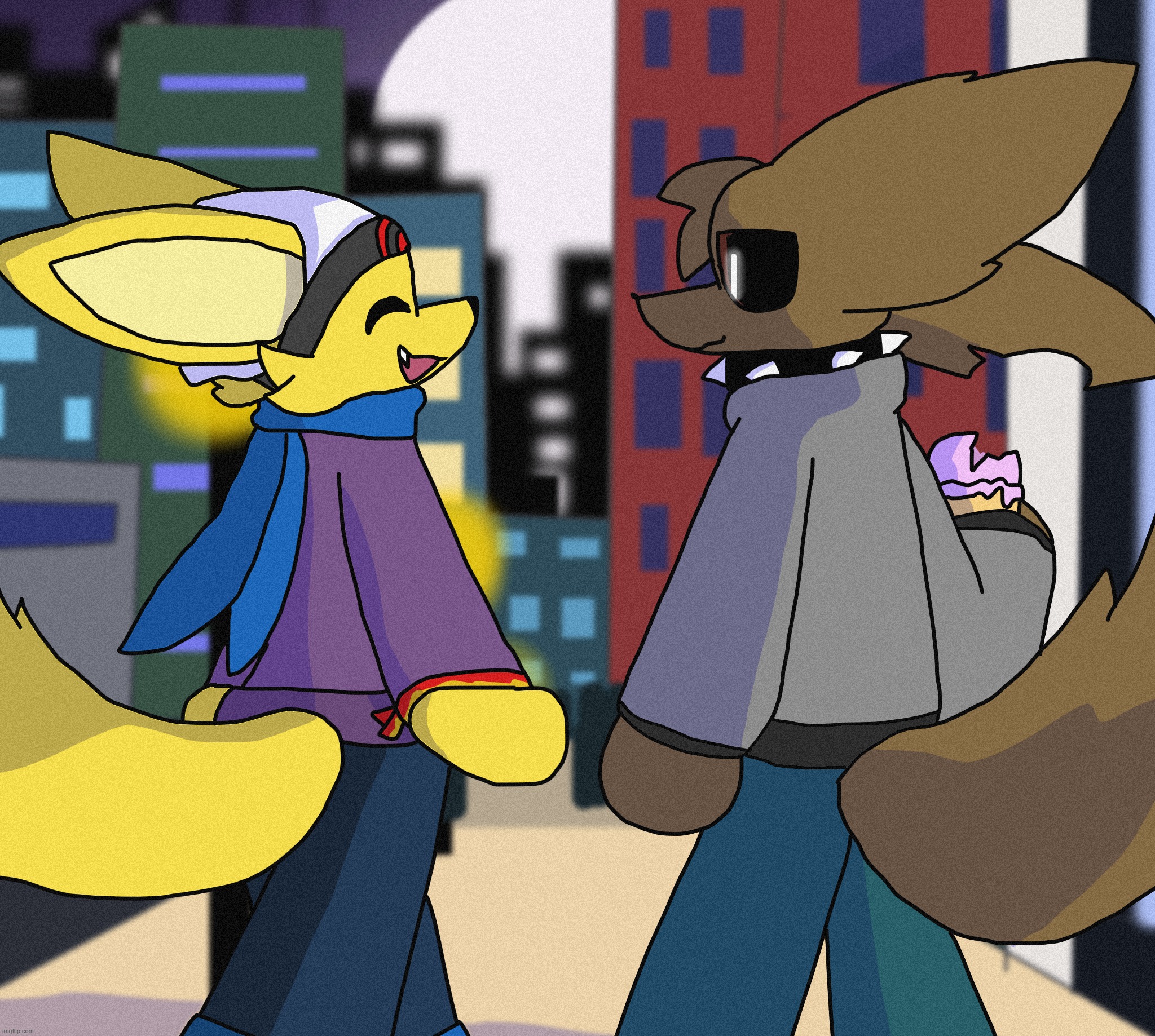 city stroll | image tagged in a sequel to an old drawing | made w/ Imgflip meme maker