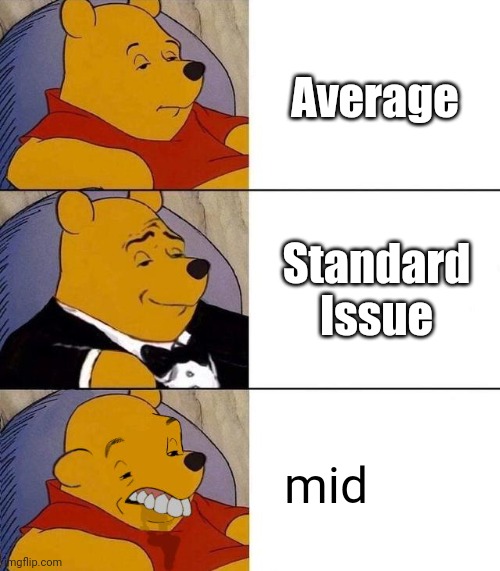 The amount of zoomer jargon challenges the time I spend unable to sleep... | Average; Standard Issue; mid | image tagged in best better blurst | made w/ Imgflip meme maker