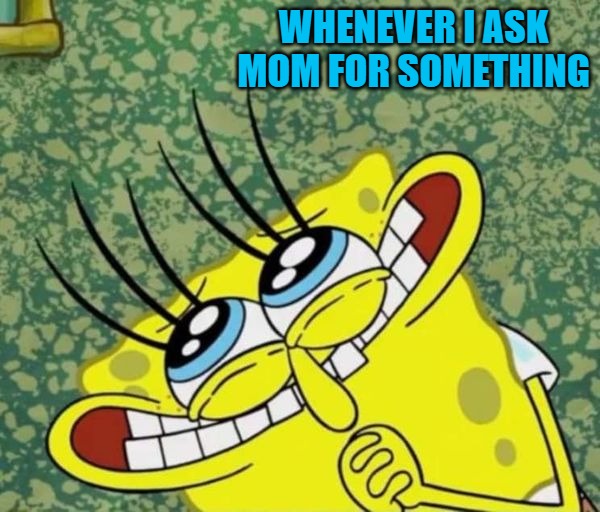 Pweeeeeez | WHENEVER I ASK MOM FOR SOMETHING | image tagged in mom,ask mom,kewlew | made w/ Imgflip meme maker