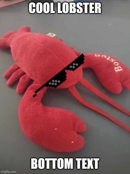 Lobster plushie | COOL LOBSTER; BOTTOM TEXT | image tagged in lobster plushie | made w/ Imgflip meme maker