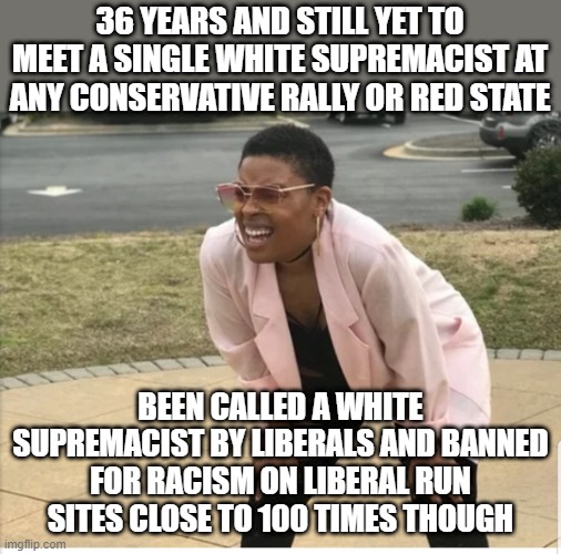 It's a weird world | 36 YEARS AND STILL YET TO MEET A SINGLE WHITE SUPREMACIST AT ANY CONSERVATIVE RALLY OR RED STATE; BEEN CALLED A WHITE SUPREMACIST BY LIBERALS AND BANNED FOR RACISM ON LIBERAL RUN SITES CLOSE TO 100 TIMES THOUGH | image tagged in me looking for | made w/ Imgflip meme maker