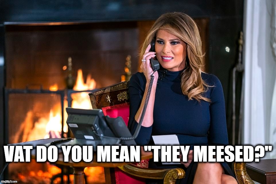 MELANIA WHAT? | VAT DO YOU MEAN "THEY MEESED?" | image tagged in melania,missed,dammit | made w/ Imgflip meme maker