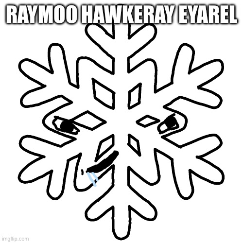 Brainlet snowflake | RAYMOO HAWKERAY EYAREL | image tagged in brainlet snowflake | made w/ Imgflip meme maker