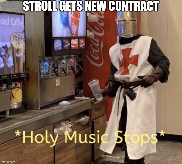 Holy music stops | STROLL GETS NEW CONTRACT | image tagged in holy music stops,formula 1,contract,canadian | made w/ Imgflip meme maker