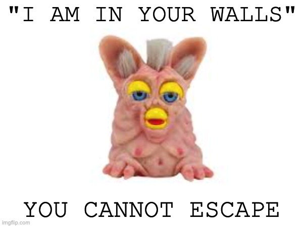 skinby | "I AM IN YOUR WALLS"; YOU CANNOT ESCAPE | image tagged in skin,cursed image,furby | made w/ Imgflip meme maker