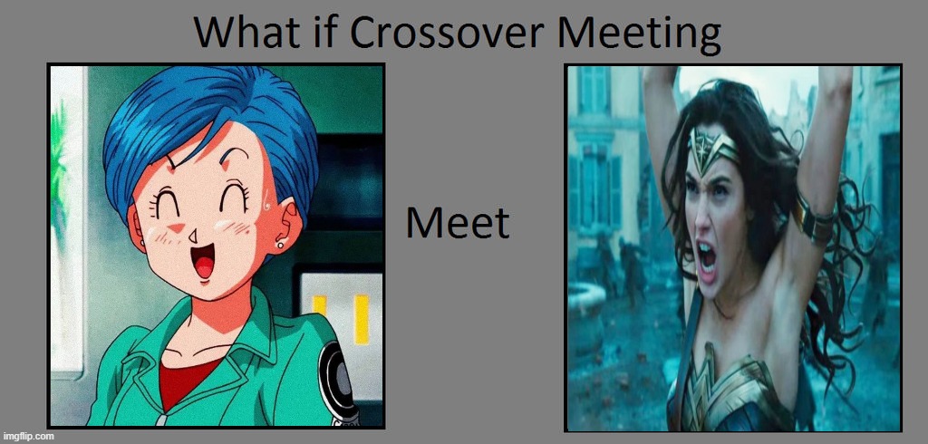 what if bulma meet wonder woman | image tagged in what if crossover meet this character,dc comics,dragon ball z,wonder woman,anime | made w/ Imgflip meme maker