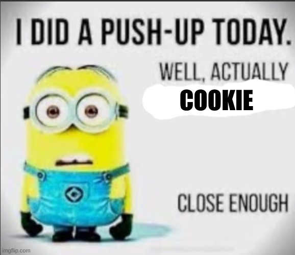 I did a push-up today... | COOKIE | image tagged in i did a push-up today | made w/ Imgflip meme maker