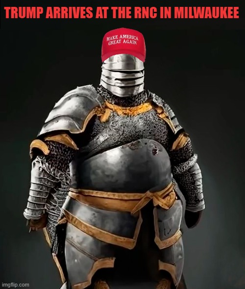 Bulletproof Trump | TRUMP ARRIVES AT THE RNC IN MILWAUKEE | image tagged in donald trump,armor,republican national convention,milwaukee,bullet | made w/ Imgflip meme maker