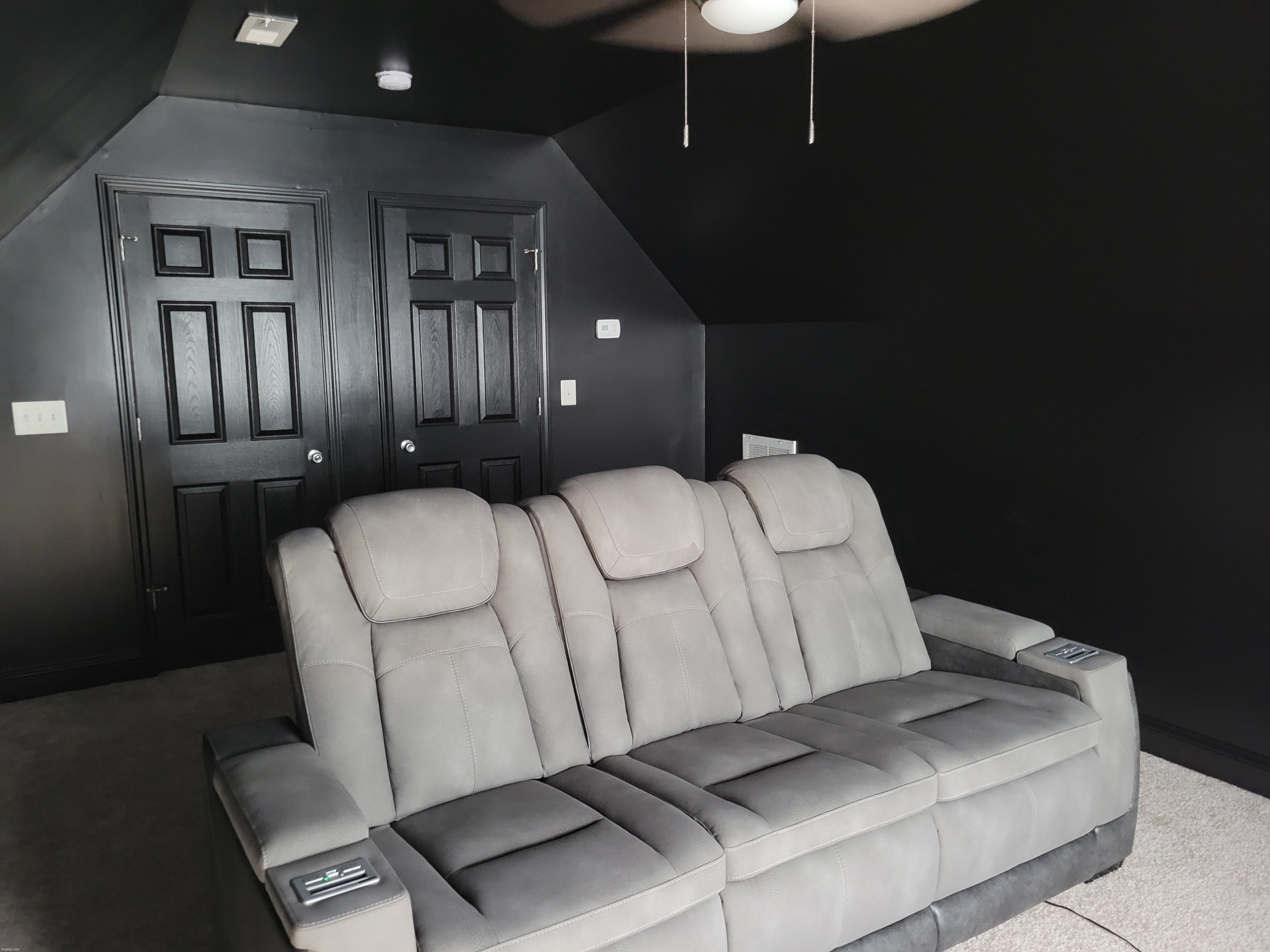 we moved and we're turning the upstairs room into a game room/home theater, pretty neat I think | made w/ Imgflip meme maker