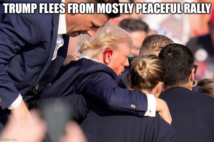 TRUMP FLEES FROM MOSTLY PEACEFUL RALLY | made w/ Imgflip meme maker