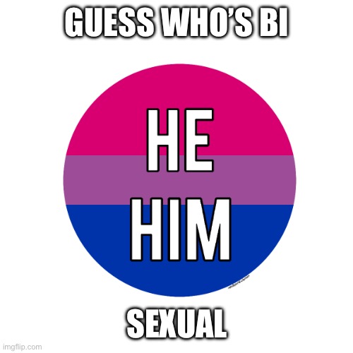 He/Him Bisexual Pin | GUESS WHO’S BI; SEXUAL | image tagged in he/him bisexual pin | made w/ Imgflip meme maker