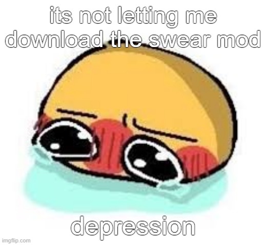 amb shamb bbbmba | its not letting me download the swear mod; depression | image tagged in amb shamb bbbmba | made w/ Imgflip meme maker