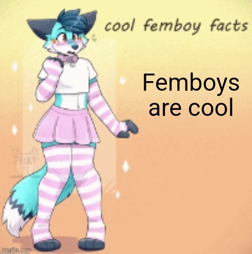 cool femboy facts | Femboys are cool | image tagged in cool femboy facts | made w/ Imgflip meme maker