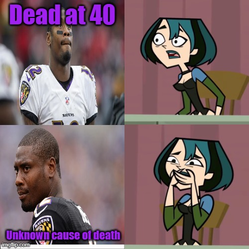 Gwen's Reaction to Jacoby Jones's Death | Dead at 40; Unknown cause of death | image tagged in total drama,nfl | made w/ Imgflip meme maker