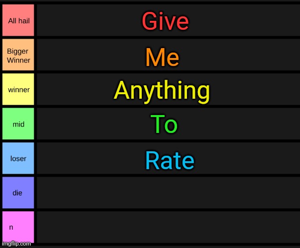 Like any feeling,game,music any shit will rate it on the amount of dopamine | Give; Me; Anything; To; Rate | image tagged in yoshi's tier list | made w/ Imgflip meme maker