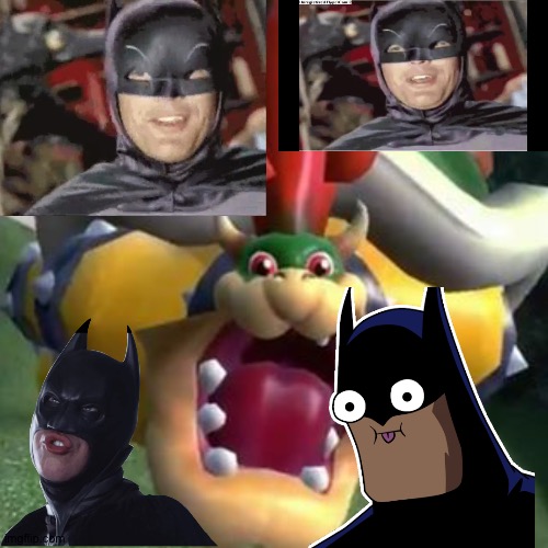 Bowser and the crazy Batmen | image tagged in bowser on lsd | made w/ Imgflip meme maker