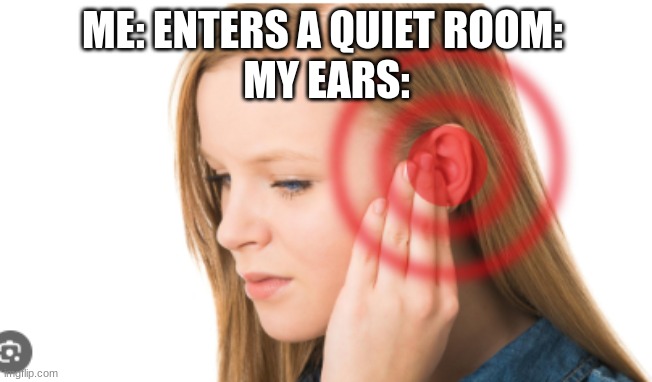 bruh | ME: ENTERS A QUIET ROOM: 
MY EARS: | image tagged in annoying,relatable | made w/ Imgflip meme maker