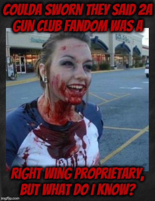 Crazy nympho with added background,,, | Coulda sworn they said 2a
gun club fandom was a; Right Wing proprietary,
but what do I know? | image tagged in crazy nympho with added background | made w/ Imgflip meme maker