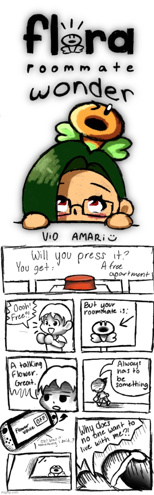 Flora Roommate Wonder comic art and page 1 | image tagged in art,drawing,sketch,mario,comic | made w/ Imgflip meme maker