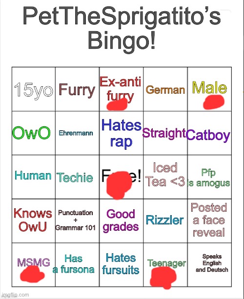 I forgot to mark some | image tagged in petthesprigatito s bingo | made w/ Imgflip meme maker