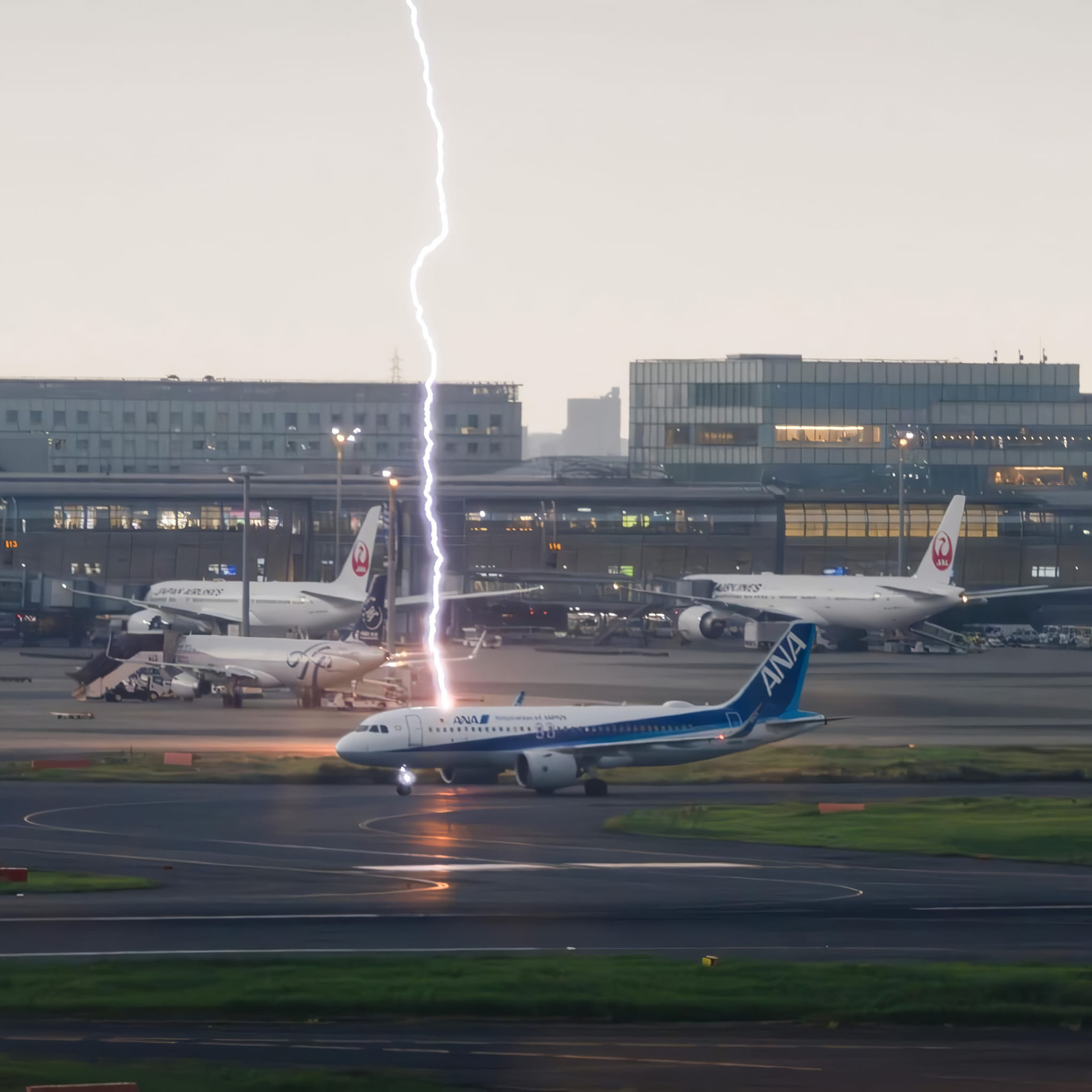 High Quality Lightning Strike On a Plane Blank Meme Template