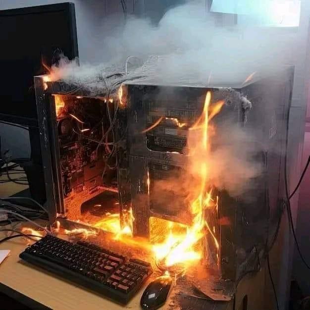 Pc on fire Blank Meme Template