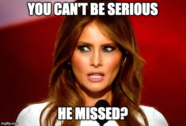 Melania trump  | YOU CAN'T BE SERIOUS; HE MISSED? | image tagged in melania trump | made w/ Imgflip meme maker