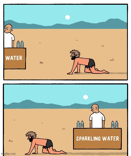 for real who drinks sparkling water? | image tagged in funny memes,memes,funny | made w/ Imgflip meme maker