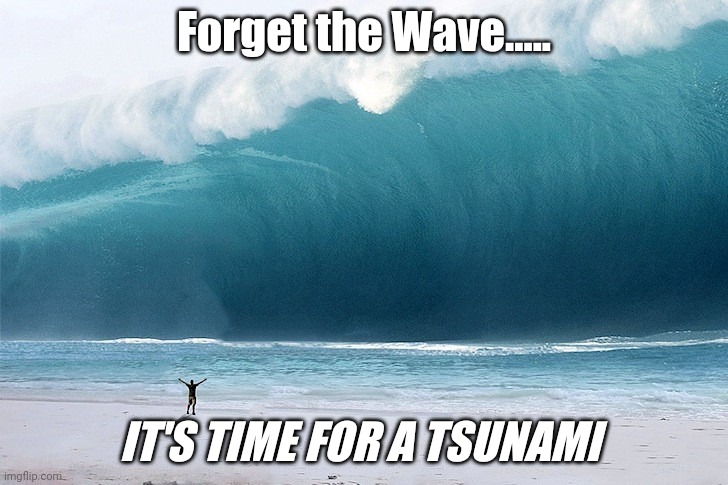 Blue tsunami | Forget the Wave..... IT'S TIME FOR A TSUNAMI | image tagged in tsunami,blue wave,democracy | made w/ Imgflip meme maker