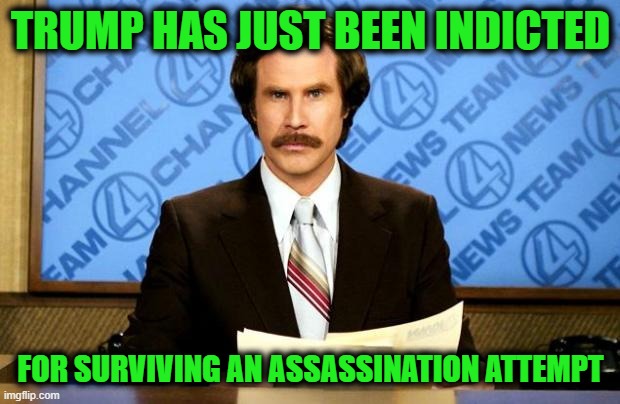 BREAKING NEWS | TRUMP HAS JUST BEEN INDICTED FOR SURVIVING AN ASSASSINATION ATTEMPT | image tagged in mr bean waiting,donald trump,maga | made w/ Imgflip meme maker