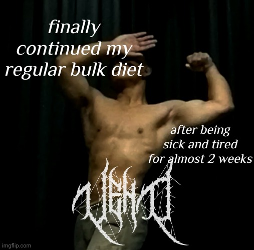 veno (akifhaziq) | finally continued my regular bulk diet; after being sick and tired for almost 2 weeks | image tagged in veno akifhaziq | made w/ Imgflip meme maker