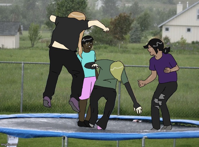 image tagged in rain,trampoline,drawing | made w/ Imgflip meme maker