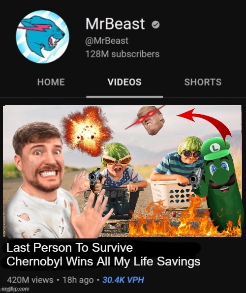 mrbeast meme ig | Last Person To Survive Chernobyl Wins All My Life Savings | image tagged in mrbeast thumbnail template | made w/ Imgflip meme maker