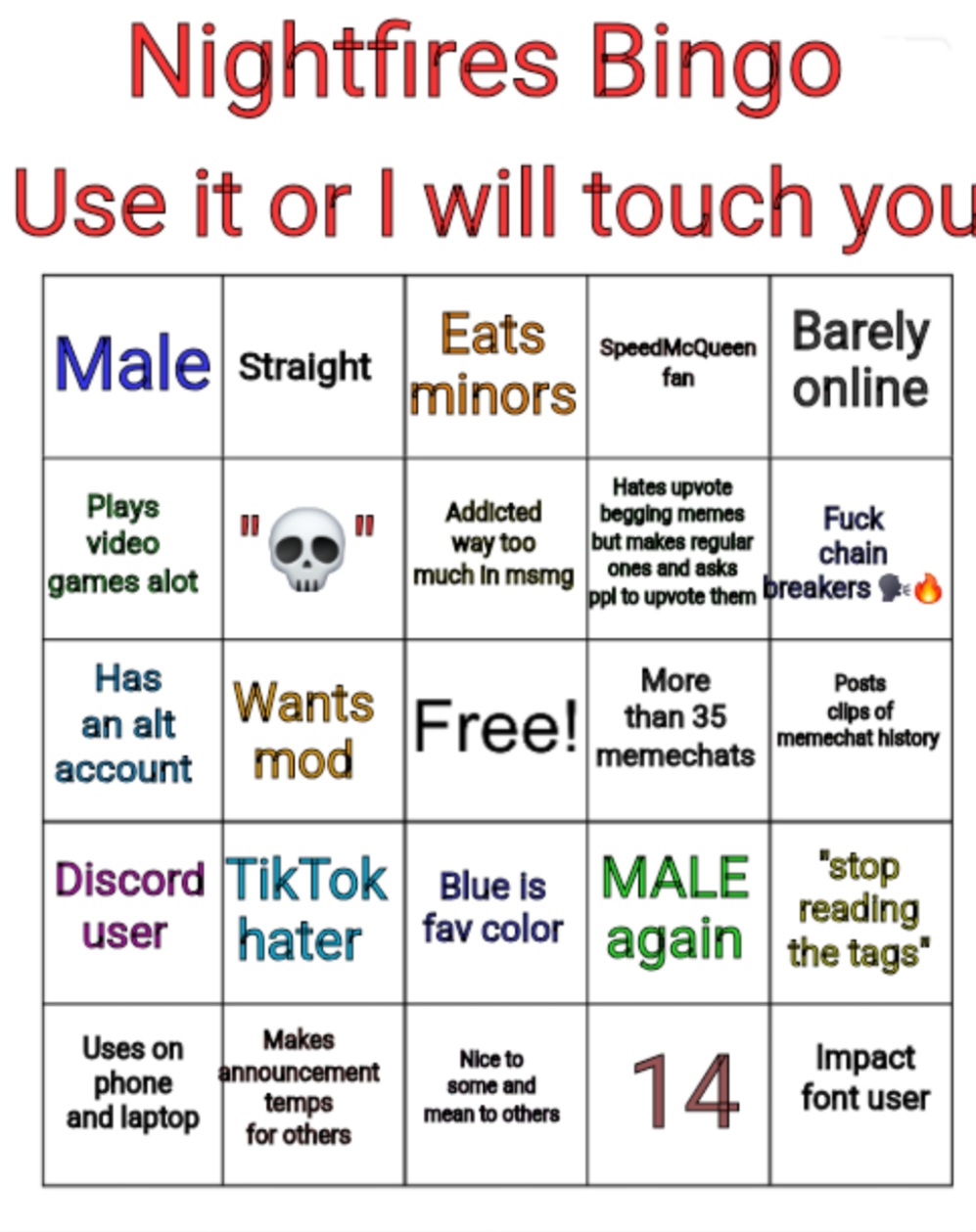 High Quality Nightfires new bingo Blank Meme Template