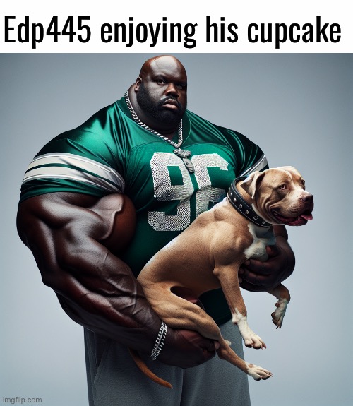 Edp445 enjoying his cupcake | image tagged in white text box | made w/ Imgflip meme maker