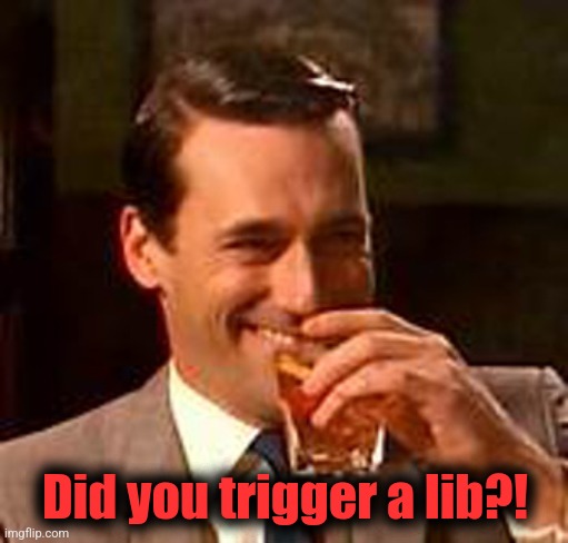 Jon Hamm mad men | Did you trigger a lib?! | image tagged in jon hamm mad men | made w/ Imgflip meme maker
