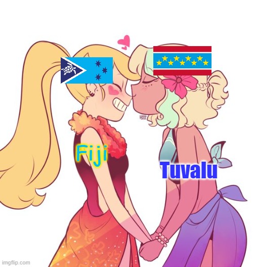 Tuvafiji ^^ | Fiji; Tuvalu | image tagged in fiji,tuvalu,countryballs,ship | made w/ Imgflip meme maker