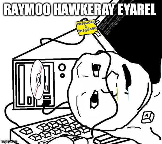 Brainlet PC | RAYMOO HAWKERAY EYAREL | image tagged in brainlet pc | made w/ Imgflip meme maker