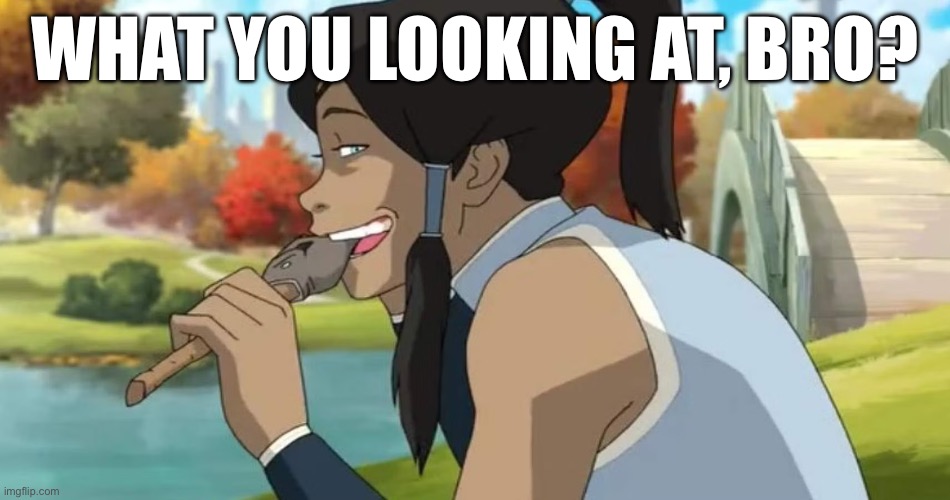 WHAT YOU LOOKING AT, BRO? | image tagged in the legend of korra | made w/ Imgflip meme maker