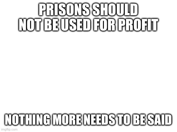 PRISONS SHOULD NOT BE USED FOR PROFIT; NOTHING MORE NEEDS TO BE SAID | made w/ Imgflip meme maker