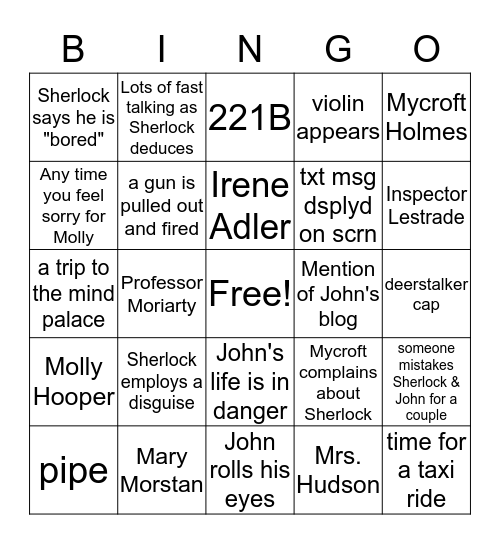 Sherlock bingo Blank Meme Template