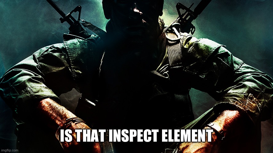 Black ops guy | IS THAT INSPECT ELEMENT | image tagged in black ops guy | made w/ Imgflip meme maker